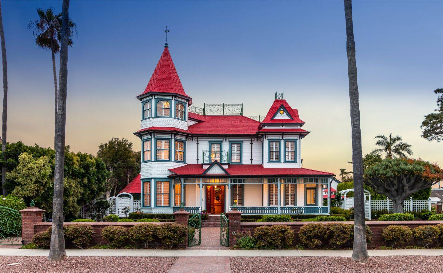 Intricate details, steeply pitched roofs, and ornate trim