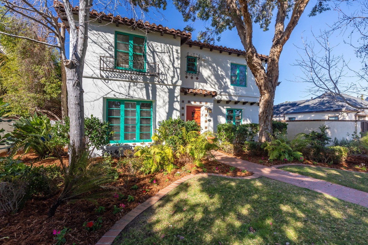 Charming Mediterranean style Coronado beach home with red tile roof