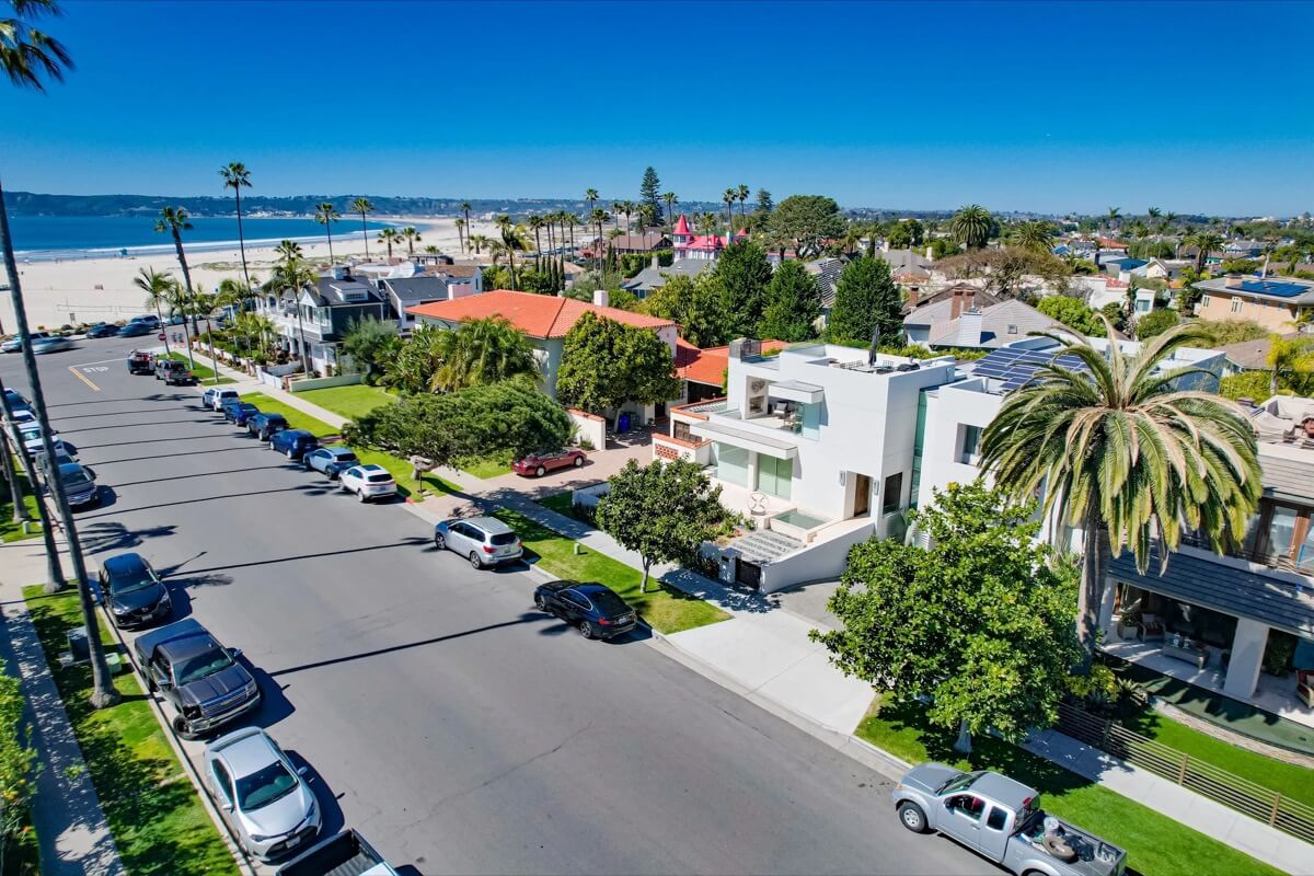 Luxury modern homes one block from the beach in Coronado Village, San Diego.