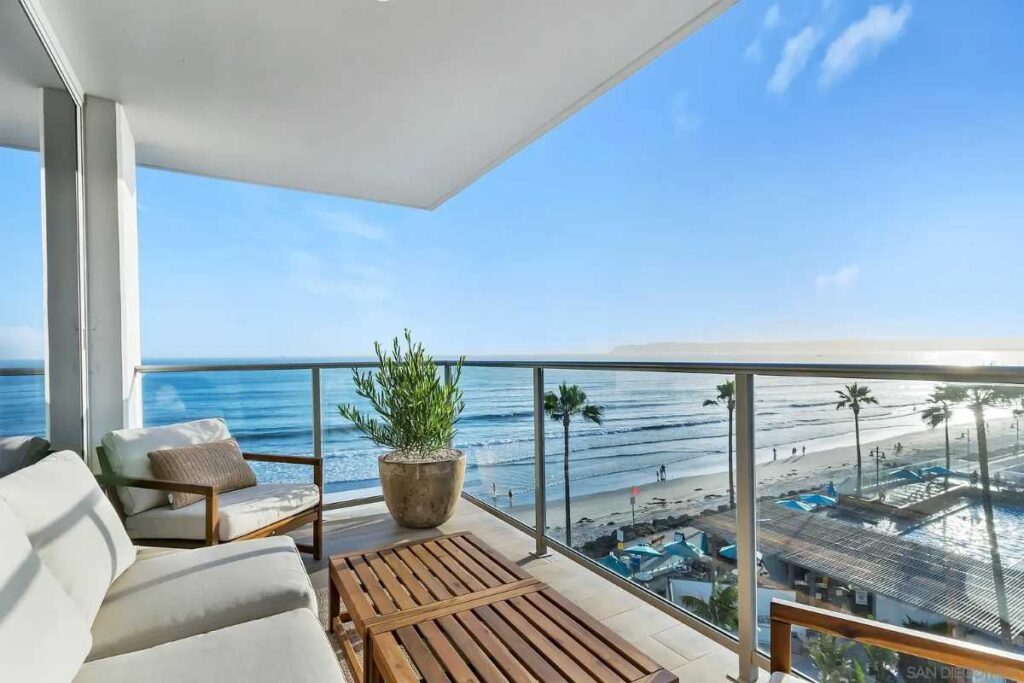 Balcony with ocean views at a Coronado condo sold by the top listing agent